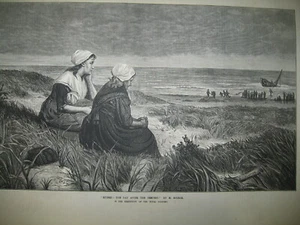 Antique 1874 Burned The Day After The Tempest By H. Bource Wood Engraving PRINT - Picture 1 of 3