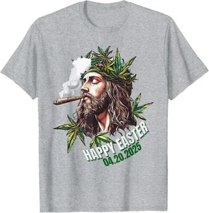 Happy Easter 420 Funny Jesus 2025 T-Shirt - Picture 1 of 4