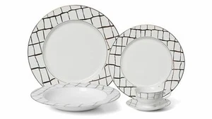 Royalty Porcelain 5-pc "Luxe Platinum" Dinner Set for 1, 24K Gold-Plated - Picture 1 of 1