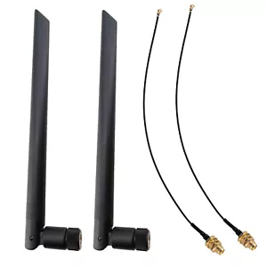 Mini PCI-e RP-SMA Cable 6dBi External Wireless Antenna for PC AC WiFi Bluetooth - Picture 1 of 11