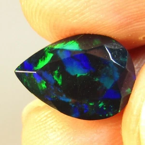 Piedra preciosa suelta natural con forma de pera de ópalo negro de 2,63 quilates de Etiopía-VIDEO  - Imagen 1 de 5