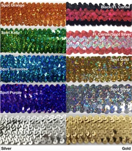 4 ROW (1.5") STRETCH SEQUIN TRIM - 8 Continuous Yards - Many Colors Available! - Picture 1 of 39
