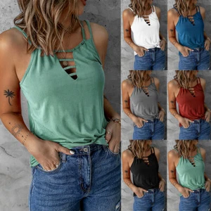 Damen Tank Tops Camisole Cami Weste Urlaub Casual Plus Size Strappy Beach T) ≌ - Picture 1 of 18