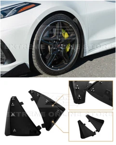 For 20-Up Corvette C8 | XL Extended Matte Black Front Splash Guards Mud Flaps - Picture 1 of 12