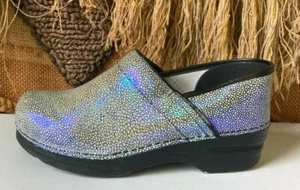 Dansko Womens Professional Comfort Black/White Leather Mule Clogs Shoes Sz 7.5-8 - Picture 1 of 10