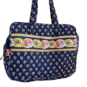 Vera Bradley Maison Blue Quilted Travel Tote Shoulder Bag Laptop Diaper Bag - Picture 1 of 12