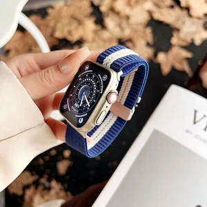 Braided Nylon Band Straps Wristbands for iWatch Series 10 9 8 7 42/44/45/46/49mm - Picture 1 of 18