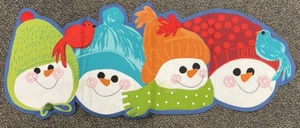 Vtg Snowman Table Runner Winter Snow & Bird n in Front Yard Scene 35" x 14.5" - Picture 1 of 7