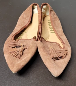 Hush Puppies Womens 7W Rust Colored Suede Hazel Tassel Pointed Toe Slip On Flats - Picture 1 of 11