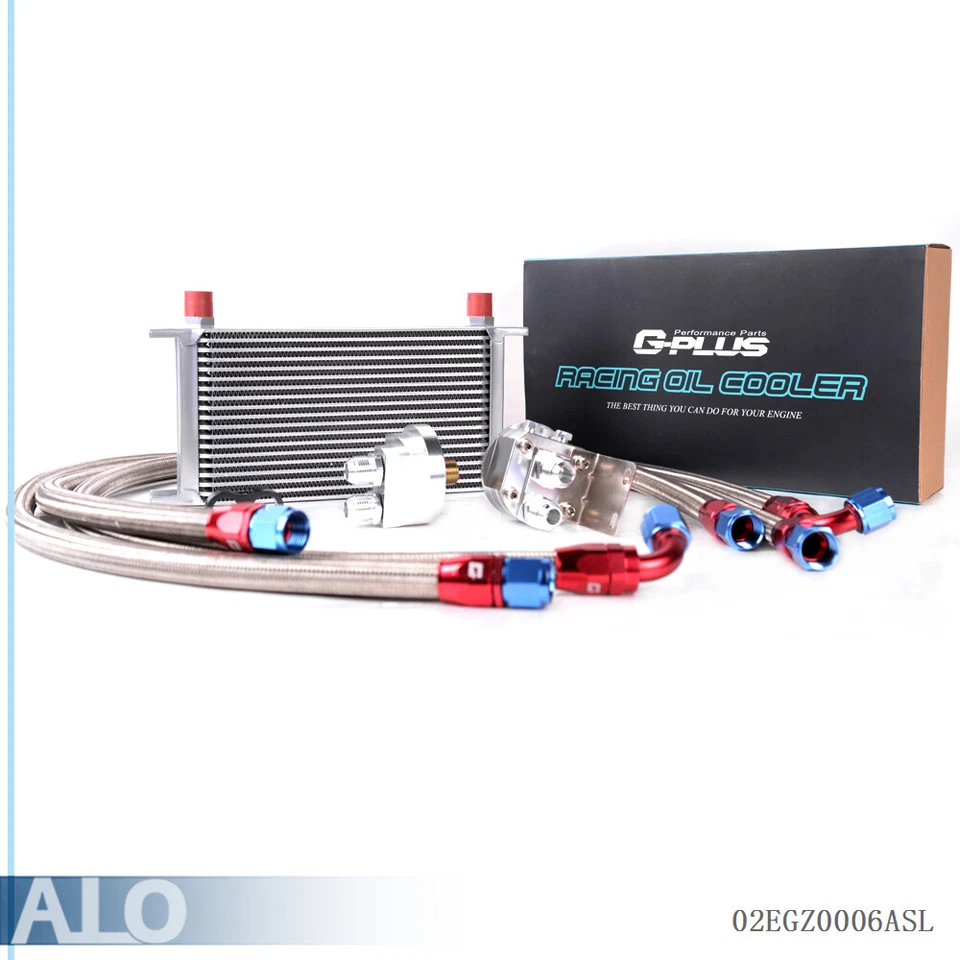 Enfriador de aceite de motor de aluminio universal 19 filas 10AN + Kit adaptador de reubicación de filtro Foto 1 de 4