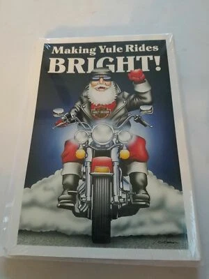 TARJETAS DE NAVIDAD HARLEY DAVIDSON #X476 HARLEY SANTA MAKING YULE RIDES BRILLANTES (10) Foto 1 de 3