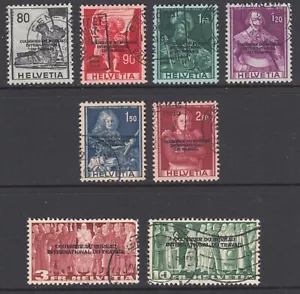 Suiza Sc 3O74/3O82 usado. Funcionarios de la Oficina Internacional del Trabajo 1944, 8 diferencias - Imagen 1 de 2