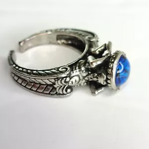 Auge des Drachen blau silberfarben Kostüm Ring Fantasy Rollenspiel Cosplay Geschenk - Bild 1 von 8
