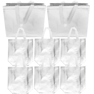  12pcs Reusable Grocery Bags Shopping Bags with Handles Non-woven Fabrics Gift - Picture 1 of 12