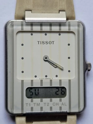 Tissot Two Timer Digital All Original Edelstahlgehäuse Weißes Zifferblatt... - Bild 1 von 4