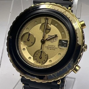 Executive Heuer 216.406 Quartz Chronograph Gold Dial Men's Date Watch - Picture 1 of 10