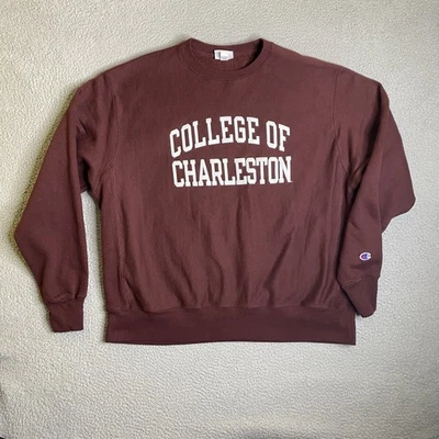 Suéter College of Charleston Champion tejido inverso para hombre XL borgoña NCAA Foto 1 de 4