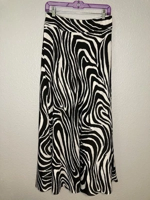 Maxi Falda Banana Republic Talla 4 Negra Blanca Cebra Boho Artística Hippie Carrera Foto 1 de 4