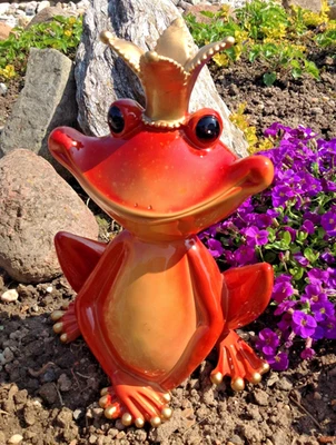 XL Froschkönig 29cm groß Frosch rot / gold, Deko Figur Arturio Rossi - Bild 1 von 4