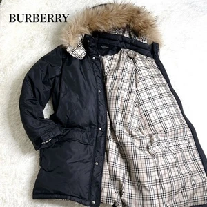 Chaqueta de Plumón BURBERRY Etiqueta Negra Abrigo a Cuadros Nova para Hombre L Negra con Capucha de Piel - Imagen 1 de 11