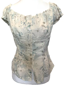 Blusa Mujer Floral Lechera Talla M Bordada Coqueta Lentejuelas Encaje Hada - Imagen 1 de 10