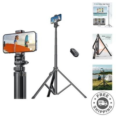 Travel-Friendly 71'' Phone Tripod with Remote Control – Capture Every Moment - Image 1 of 4