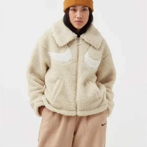 Nike Sherpa Fleece Jacket Cream White Swoosh Zip Up Cozy Warm Outerwear size 2X - Picture 1 of 12