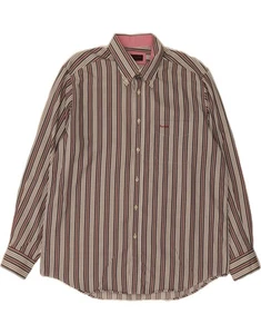 PIERRE CARDIN Mens Shirt Size 43 Large Grey Striped Cotton DG33 - Picture 1 of 3