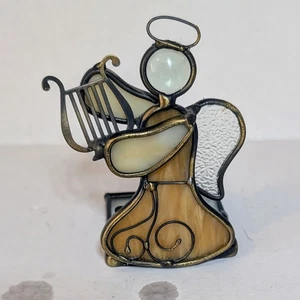 Candelabro Capiz Shell y luz de té de latón arpa de ángel de colección - Imagen 1 de 5