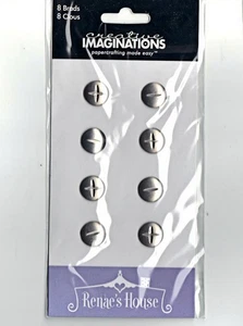 Renae Lindgren DEVAN'S GARAGE (8) 3-D METAL BRADS scrapbooking SCREW HEADS - Picture 1 of 1