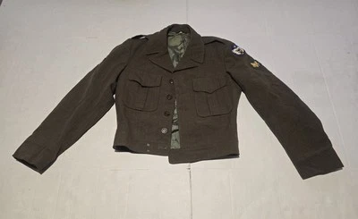 Vintage Army Jacket Mens 36 L Virgin Wool Button Up Short USA ODM 1950 Officer - Image 1 of 4