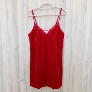 Mini Vestido Y2K Para Mujer Terciopelo Sin Mangas Talla 2X Rojo Encaje Borde Vacaciones Romántico Suave - Imagen 1 de 7