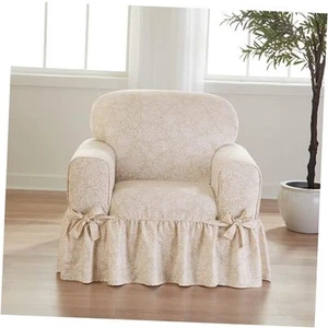 Essential Twill Rüschen Schonbezüge Bezug mit Baumwolle Stuhl Neutral Floral - Bild 1 von 7