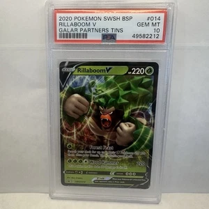 PSA 10 2020 POKEMON SWSH BLACK STAR PROMO #014 RILLABOOM V GALAR PARTNERS TINS - Picture 1 of 6