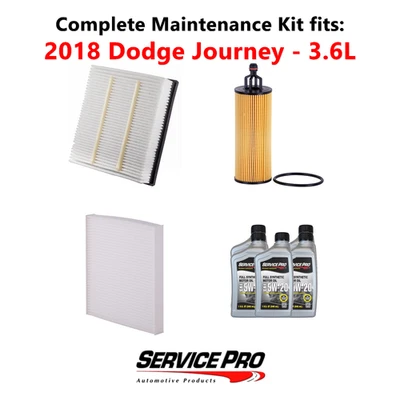 2018 Dodge Journey 3.6L Complete Air, Oil & Cabin Filter Kit (5W-20) Foto 1 de 4