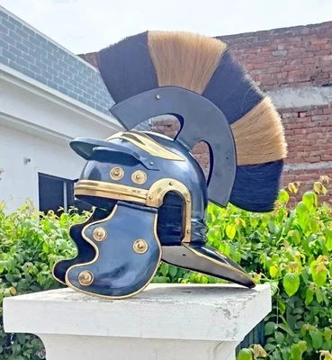 Roman Officer Centurion Helmet 18 Gauge Steel Legionary Brown W Black Plume - Image 1 of 4