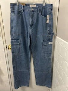 Pantalones de mezclilla holgados Pacsun para hombre 34x32 azules bolsillos de carga pantalones de doble rodilla nuevos con etiquetas precio de venta sugerido por el fabricante 75 USD - Imagen 1 de 11