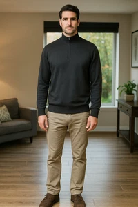 Neu mit Etikett Pronto Uomo Pullover Herren XXL braun 1/4-Reißverschluss lässig klassisch Pullover Old Money - Bild 1 von 12