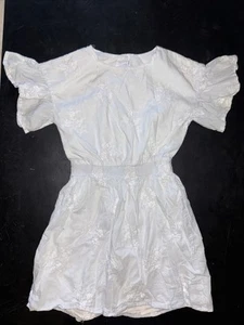 Janie And Jack Girls Dress White Size 10 Button Back Flutter Sleeves Pretty - Picture 1 of 8