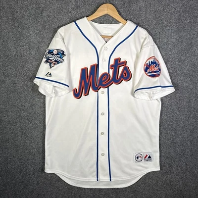 New York Mets Jersey Medium White Mike Piazza Majestic MLB World Series 2000 - Image 1 of 4