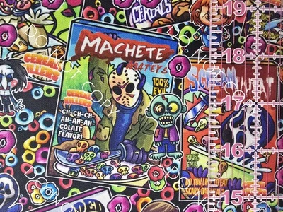 Custom 100% Cotton Woven Fabric Horror Movie Cereal Killers By The 1/4 Yard 9x56 - Image 1 of 3