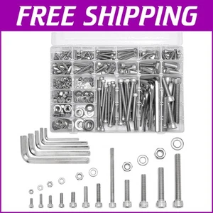Versatile 365-Pc Stainless Steel Hex Screw Assortment with Nuts and Washers - Picture 1 of 10