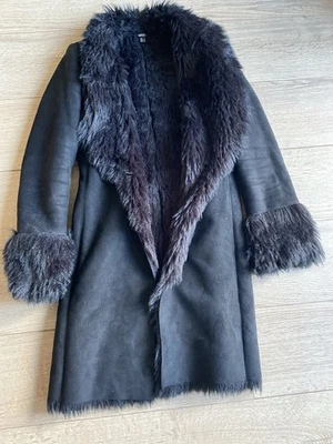 Abrigo Mango Imitación Gamuza Imitación Piel Forrado Mongol Estilo Afgano Talla 8 Pecho 30" L36" Foto 1 de 4