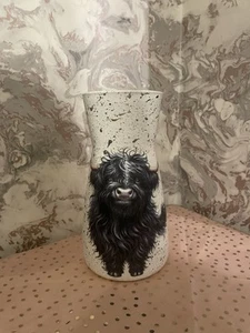 Black Highland Cow Vase - Picture 1 of 3