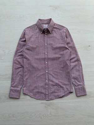 Vintage Mens BRUNELLO CUCINELLI Italian Fit Cotton Check Shirt Red Blue Size S - Image 1 of 4