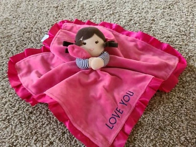 Manta de seguridad para muñeca Carters I Love You de felpa bebé Lovey rosa oscuro morena Foto 1 de 2