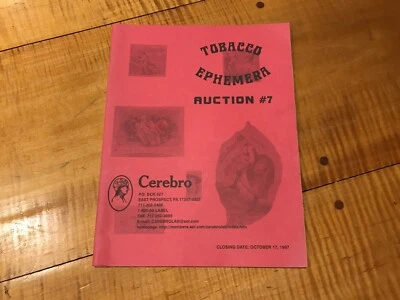 TOBACCO tins Ephemera CEREBRO Auction Catalog Cigar Box Advertising Cigarettes - Image 1 of 4