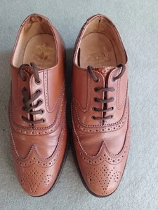Scarpe Brogue Saxone Hampton da uomo in pelle marrone taglia UK 7 Eur 41 - Foto 1 di 7