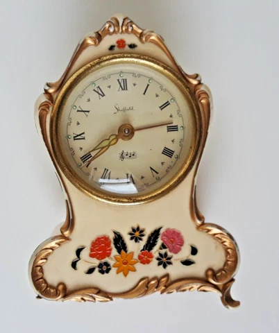 Vintage Sheffield Reuge Musical Alarm Clock Germany Switzerland Mostly Works Cover