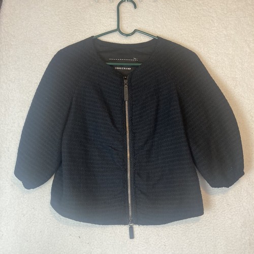 Giacca blazer donna Longchamp media zip misto poliestere manica lunga nero